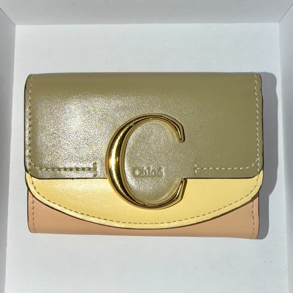 Authentic Chloe C Colorblock Leather Trifold Wallet